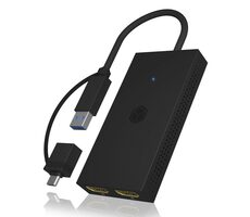 Icy Box IB-SPL1029AC Adaptér USB 3.2 AC (M) - 2x HDMI (F) čierna
