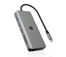 Icy Box IB-DK4061-CPD sivá / Dokovacia stanica / USB-A / USB-C / HDMI / GLAN / SD