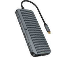 Icy Box IB-DK4060-CPD sivá / Dokovacia stanica / USB-A / USB-C / HDMI / DP / GLAN / AUX / SD