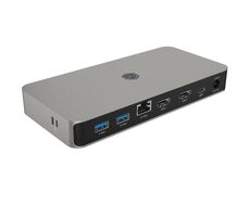 Icy Box IB-DK2880-C41 sivá / Dokovacia stanica / USB-A / USB-C / HDMI / GLAN / AUX / SD