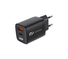 MyPhone SwiftCharge Duo čierna / Nabíjačka do siete / 20W / USB-A &amp; USB-C