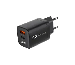MyPhone SwiftCharge Duo čierna / Nabíjačka do siete / 20W / USB-A &amp; USB-C