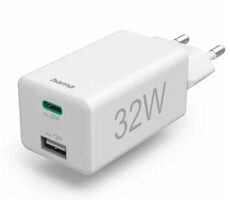 HAMA 201691 Nabíjačka USB-C &amp; USB-A biela / 32W / PD / QC