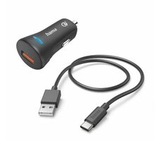 HAMA 201615 Set Nabíjačka USB-A 19.5W + kábel USB-C 1.5m čierna