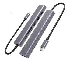 Epico Spello HUB USB-C SLIM 7V1 strieborná / 3x USB 3.0 / 1x HDMI / 1x USB-C PD / SD