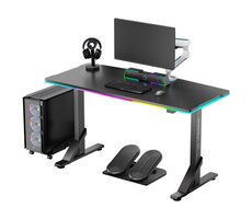 Ultradesk Iron čierna / Herný stôl / 132.5 x 60.5 x 71 - 81 cm / nastaviteľná výška / LED osvetlenie