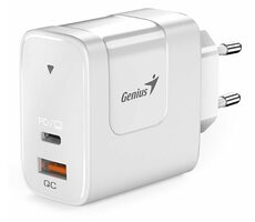Genius PD-65AC biela / Nabíjací adaptér / 65W / 1x USB-A / 1x USB-C / PD / QC