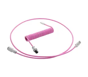CableMod PRO Coiled Keyboard Cable USB-C - USB-A 1.5m Strawberry Cream / Kábel pre klávesnicu