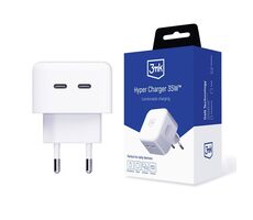 3mk Hyper Charger 35W biela / nabíjačka / 2x USB-C PD / GaN