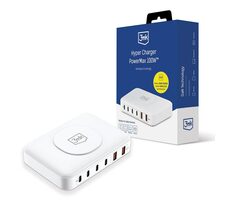 3mk cestovná nabíjačka Hyper PowerMax 100W biela / nabíjačka / 4X USB-C (PD) / 2x USB / GaN