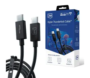 3mk dátový kábel Hyper ThunderBolt 240W čierna / 8K / konektor USB-C/USB-C / dĺžka 1 m