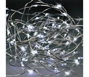 Solight vianočná reťaz 30x mini LED strieborná / 3M / 3 x AA / studené svetlo
