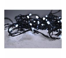 Solight LED vonkajšia vianočná reťaz studená biela / 100x LED / 10m / 3M prívod / 8 funkcií / IP44 / 3x AA