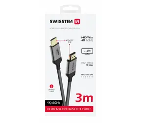 Swissten Kábel HDMI 2.0 (M) - HDMI 2.0 (M) 3M čierna