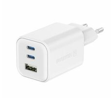 Swissten Sieťový adaptér GaN 2x USB-C/USB-A biela / 65W / QC / PD