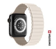Swissten Silikónový magnetický remienok pre Apple Watch 42/44/45/49mm biela-capuccino