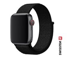 Swissten Nylonový remienok pre Apple Watch 38/40/41mm čierna