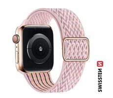Swissten Nylonový remienok so sponou pre Apple Watch 38/40/41mm ružová