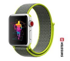 Swissten Nylonový remienok pre Apple Watch 42/44/45/49mm žiarivo zelená