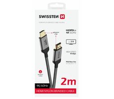 Swissten HDMI 2.0 kábel 2m čierna / 4K / 18 Gbs / pozlátené konektory