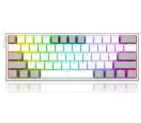 Redragon K617 Fizz Red sivá / Herná klávesnica / mechanická / spínače red / USB / US