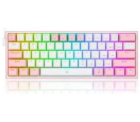 Redragon K617 Fizz Red ružová / Herná klávesnica / mechanická / spínače red / USB / US