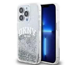 DKNY Liquid Glitter Arch Logo Zadný Kryt pre Apple iPhone 14 Pro Pre číra