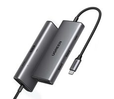 Ugreen CM498 USB Hub 7v1 USB-C sivá / 2x USB 3.2 / 1x HDMI (4K) / 1x USB-C (PD) / SD / microSD