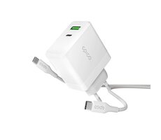 Epico USB-C nabíjačka GaN 65W biela / 1x USB-C / 1x USB-A / 2m kábel USB-C-USB-C