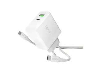 Epico USB-C nabíjačka GaN 65W biela / 1x USB-C / 1x USB-A / 2m kábel USB-C-USB-C