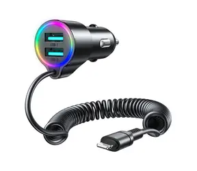 Joyroom JR-CL25 čierna / Nabíjačka do auta / 2x USB + kábel Lightning (M) 