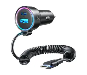 Joyroom JR-CL07 čierna / Nabíjačka do auta / 55W / kábel USB-C (M) / 1x USB-A / 1X USB-C 