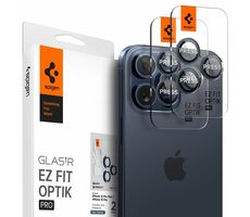 Spigen Glass TR EZ Fit Optik Pre ochranné sklo na fotoaparát pre Apple iPhone 15 Pro & 15 Pro Max 2ks modrá