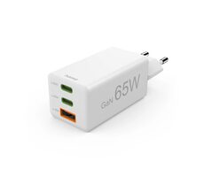 HAMA GaN USB nabíjačka 65W biela / 2x USB-C / USB / PD / QC / 65W