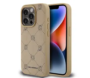Karl Lagerfeld PU Karl Heads Pattern Magsafe Zadný Kryt pre Apple iPhone 15 Pro Max béžová