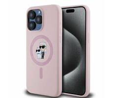 Karl Lagerfeld Liquid Silicone Karl and Choupette Magsafe Zadný Kryt pre Apple iPhone 15 Pro Max ružová