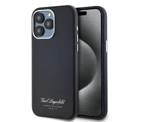 Karl Lagerfeld Grained PU Hotel RSG Zadný Kryt pre Apple iPhone 15 Pro čierna
