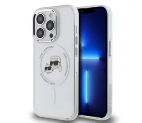 Karl Lagerfeld IML K&CH Heads Metal Frame MagSafe Zadný Kryt pre Apple iPhone 15 Pro číra