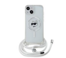 Karl Lagerfeld IML Crossbody Chúpette Head Magsafe Zadný Kryt pre Apple iPhone 15 číra