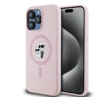 Karl Lagerfeld Liquid Silicone Karl and Choupette Magsafe Zadný Kryt pre Apple iPhone 14 Pro Max ružová