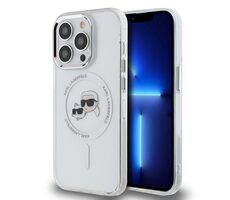 Karl Lagerfeld IML K&CH Heads Metal Frame MagSafe Zadný Kryt pre Apple iPhone 14 Pro číra
