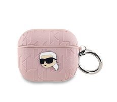 Karl Lagerfeld PU Embossed Karl Head Puzdro pre Apple AirPods 3 ružová