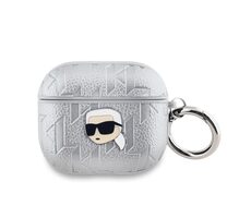 Karl Lagerfeld PU Embossed Karl Head Puzdro pre Apple AirPods 3 strieborná