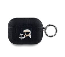 Karl Lagerfeld PU Embossed Karl and Choupette Heads Puzdro pre Apple AirPods Pre čierna