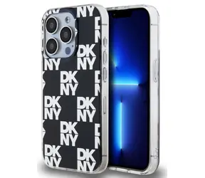 DKNY PC/TPU Checkered Pattern Zadný Kryt pre Apple iPhone 15 Pro čierna