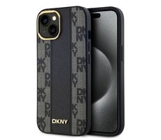 DKNY PU Leather Checkered Pattern Magsafe Zadný Kryt pre Apple iPhone 15 čierna