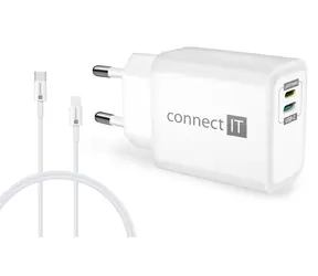 Connect IT DUPLEX biela / Nabíjací adaptér / 20W / Lightning + USB-C