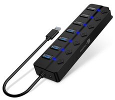 Connect IT Mighty Switch 2 čierna / USB Hub / 4X USB-A 3.0 / 3x USB-A 2.0