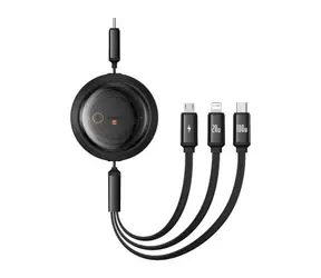 Baseus P10368700111-04 Free2Draw 3v1 USB-C - microUSB & USB-C & Lightning (100W) 1.1m čierna