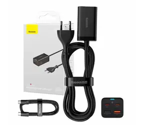 Baseus CCGP040101 Rýchlonabíjačka GaN3 Pre čierna / 2x USB-A / 2x USB-C / 65W